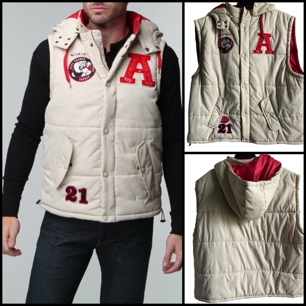 Rare Akoo Rapper T.I. Y2K Graphic Patchwork Puffer Hooded Streetwear Vest 3X